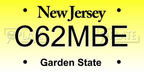 C62MBE New Jersey License Plate
