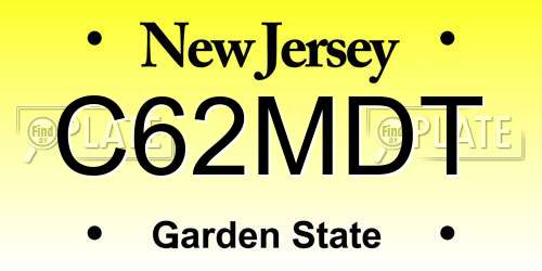 C62MDT New Jersey License Plate