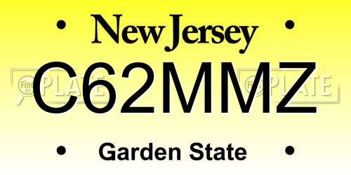 C62MMZ New Jersey License Plate