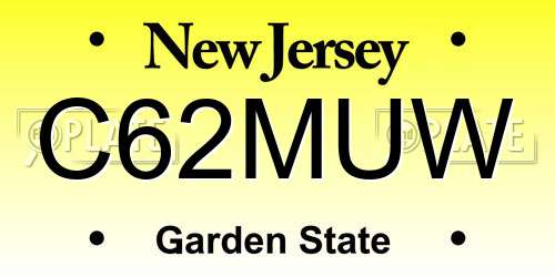 C62MUW New Jersey License Plate