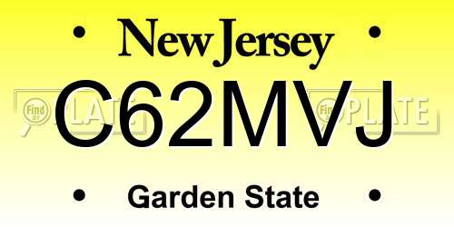 C62MVJ New Jersey License Plate