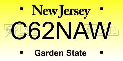 C62NAW New Jersey License Plate