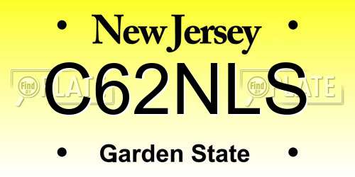 C62NLS New Jersey License Plate