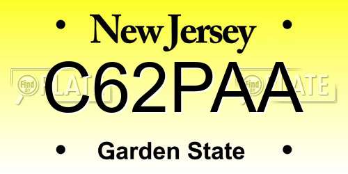 C62PAA New Jersey License Plate