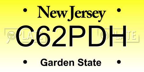 C62PDH New Jersey License Plate