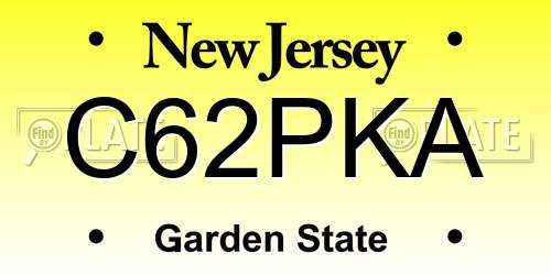 C62PKA New Jersey License Plate