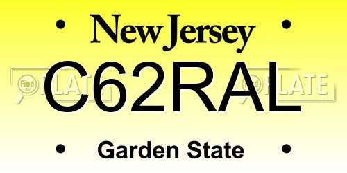 C62RAL New Jersey License Plate