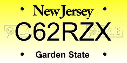 C62RZX New Jersey License Plate