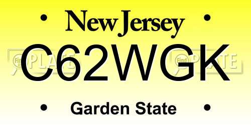 C62WGK license plate in NJ state