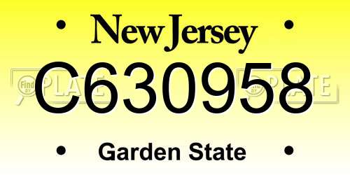 C630958 New Jersey License Plate