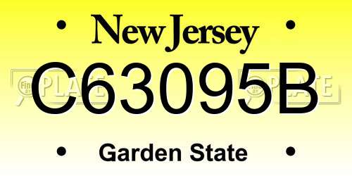 C63095B New Jersey License Plate