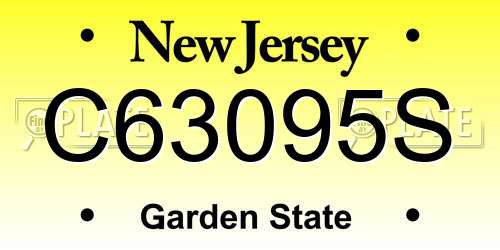 C63095S New Jersey License Plate