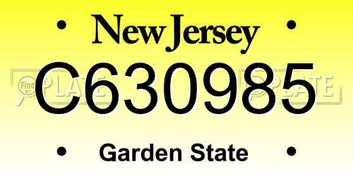 C630985 New Jersey License Plate