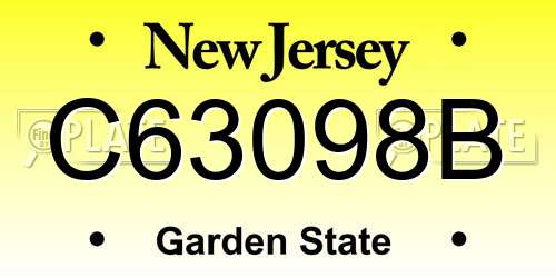 C63098B New Jersey License Plate