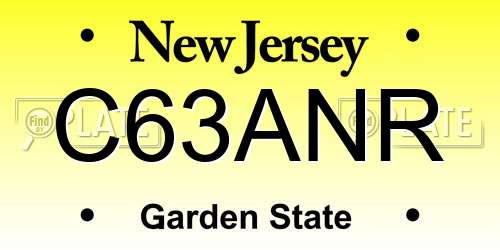C63ANR New Jersey License Plate