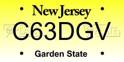 C63DGV New Jersey License Plate