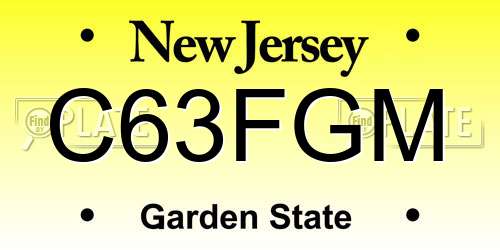 C63FGM New Jersey License Plate