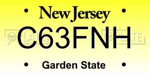 C63FNH New Jersey License Plate