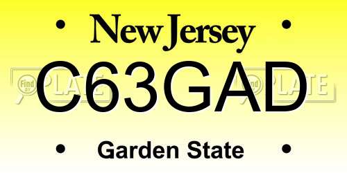 C63GAD New Jersey License Plate