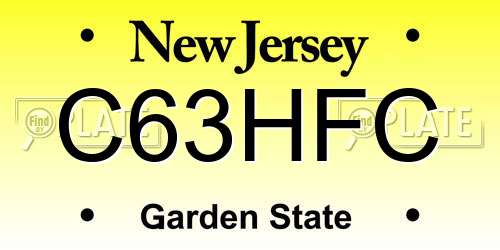C63HFC New Jersey License Plate