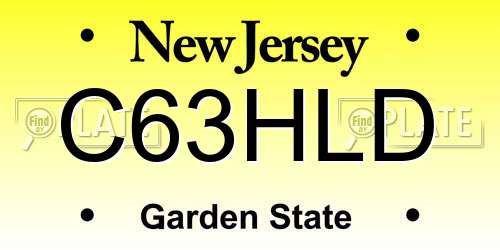 C63HLD New Jersey License Plate