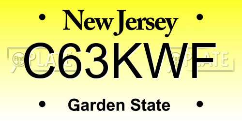 C63KWF New Jersey License Plate