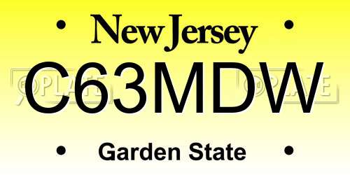 C63MDW New Jersey License Plate