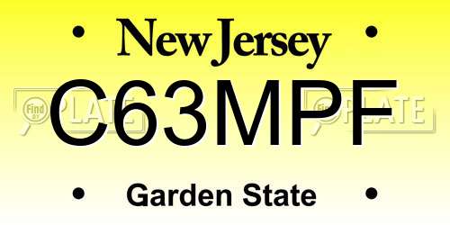 C63MPF New Jersey License Plate