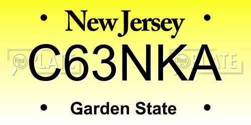 C63NKA New Jersey License Plate
