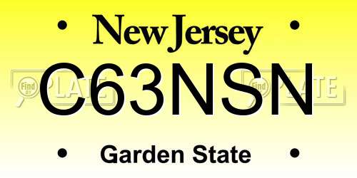 C63NSN New Jersey License Plate