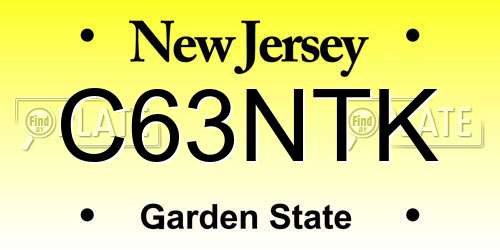 C63NTK New Jersey License Plate