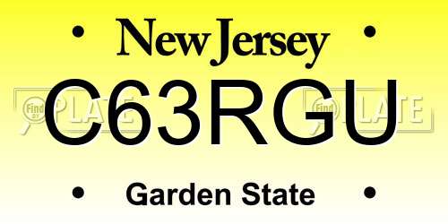 C63RGU New Jersey License Plate