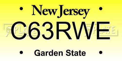 C63RWE New Jersey License Plate
