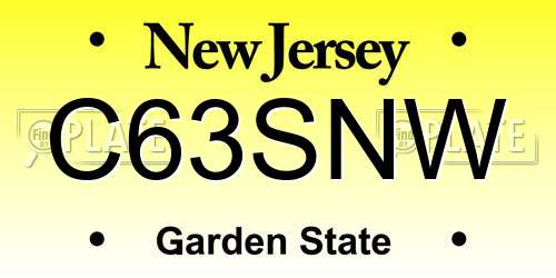 C63SNW New Jersey License Plate