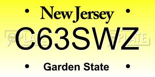 C63SWZ New Jersey License Plate