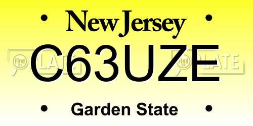C63UZE New Jersey License Plate
