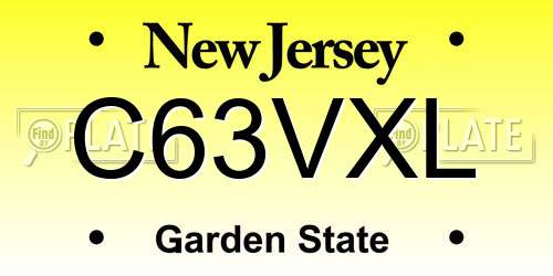 C63VXL New Jersey License Plate