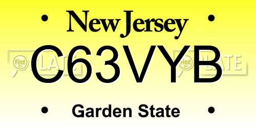 C63VYB New Jersey License Plate