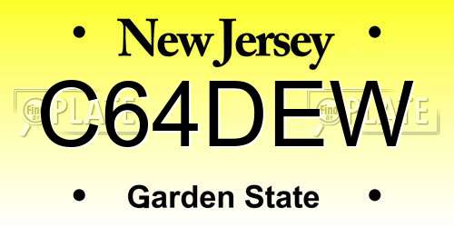 C64DEW New Jersey License Plate