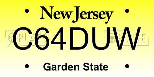 C64DUW New Jersey License Plate