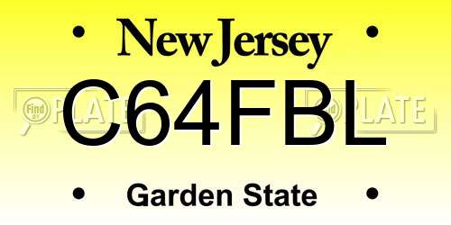 C64FBL New Jersey License Plate