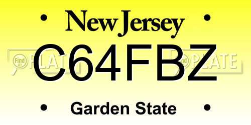 C64FBZ New Jersey License Plate