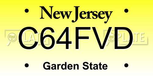C64FVD New Jersey License Plate