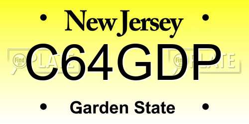 C64GDP New Jersey License Plate