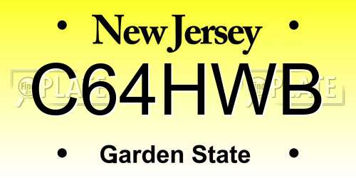C64HWB New Jersey License Plate