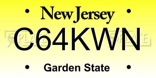 C64KWN New Jersey License Plate