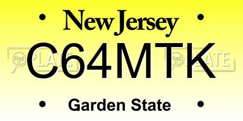 C64MTK New Jersey License Plate