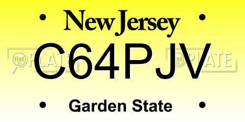 C64PJV New Jersey License Plate
