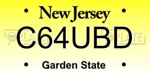 C64UBD New Jersey License Plate