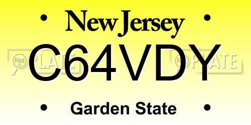 C64VDY New Jersey License Plate